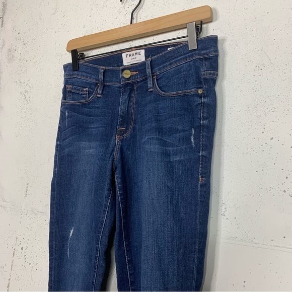 Frame Le Skinny De Jeanne Crop Distressed Jeans Size 28 - Picture 6 of 8